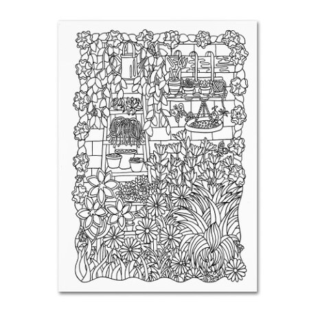 Trademark Fine Art Kathy G. Ahrens 'Garden With Ladder' Canvas Art, 24x32 ALI3499-C2432GG